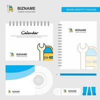 auto garage logo kalender sjabloon CD Hoes dagboek en USB merk stationair pakket ontwerp vector sjabloon