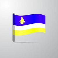 buryatië golvend glimmend vlag ontwerp vector