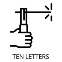 lasser tien brieven icoon, schets stijl vector