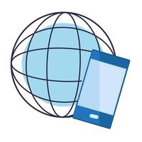 globe wereld bol met smartphone vector