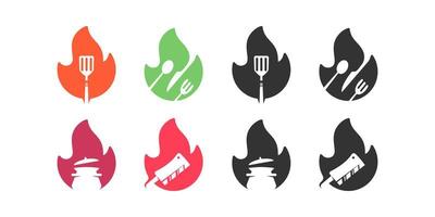 vuur voedsel negatieve ruimte logo ontwerpcollectie