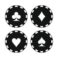 kaart pak casino chips pictogrammen vector