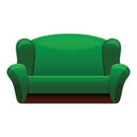 retro groen sofa icoon, tekenfilm stijl vector