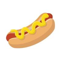 hotdog met mosterd tekenfilm icoon vector