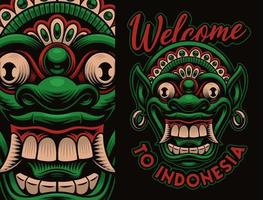het kleurrijke traditionele ontwerp van het het maskeroverhemd van Bali Barong vector