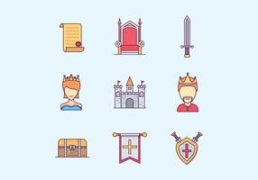 Middeleeuwse Koninkrijk Icons Set vector