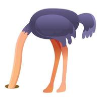 struisvogel verbergen hoofd icoon, tekenfilm stijl vector