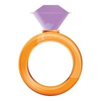 diamant ring met roze edelsteen icoon, tekenfilm stijl vector