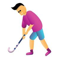Mens Speel veld- hockey icoon, tekenfilm stijl vector