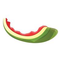 gegeten watermeloen plak icoon, tekenfilm stijl vector