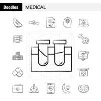 medisch hand- getrokken pictogrammen reeks voor infographics mobiel uxui uitrusting en afdrukken ontwerp omvatten tablets medisch geneeskunde wetenschap capsule formule medisch geneeskunde verzameling modern infographic logo vector