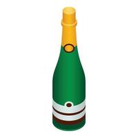 groen fles Champagne icoon, isometrische stijl vector