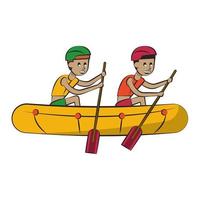 twee mannen in boot met roeispanen vector