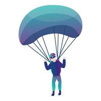 modern skydiver met parachute icoon, tekenfilm stijl vector