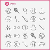 sport- lijn icoon voor web afdrukken en mobiel uxui uitrusting zo net zo basketbal stok knuppel sport- knuppel krekel knuppel krekel pictogram pak vector