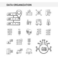 gegevens organisatie hand- getrokken icoon reeks stijl geïsoleerd Aan wit achtergrond vector