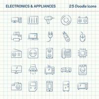 elektronica en huishoudelijke apparaten 25 tekening pictogrammen hand- getrokken bedrijf icoon reeks vector