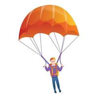 oranje parachute icoon, tekenfilm stijl vector