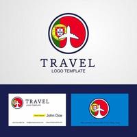 reizen Portugal creatief cirkel vlag logo en bedrijf kaart ontwerp vector