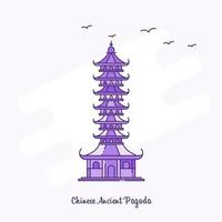 Chinese oude pagode mijlpaal Purper stippel lijn horizon vector illustratie