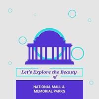 laten we onderzoeken de schoonheid van nationaal winkelcentrum en gedenkteken park Washington dc Verenigde Staten van Amerika nationaal oriëntatiepunten vector