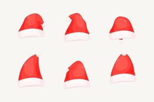 rood de kerstman claus hoed verzameling tekenfilm stijl illustratie ontwerp vector