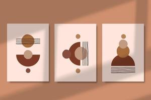 midden eeuw modern vormen esthetisch boho poster decoratie, een modieus reeks van abstract hand- getrokken illustratie vector