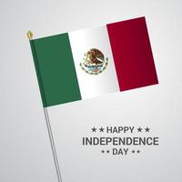 Mexico onafhankelijkheid dag typografisch ontwerp met vlag vector