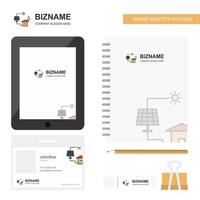 zonne- paneel bedrijf logo tab app dagboek pvc werknemer kaart en USB merk stationair pakket ontwerp vector sjabloon