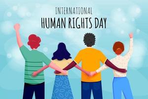 internationale mensenrechten dag poster met verbonden mensen vector