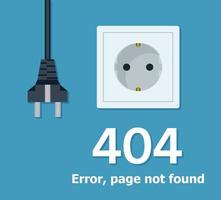 elektrisch plug en stopcontact loskoppelen schets ontwerp vector. 404 fout achtergrond web banier, elektrisch draad schok, ontkoppeling, verlies van aansluiten. vector