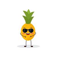 ananas tekenfilm karakter geïsoleerd Aan wit achtergrond. gezond voedsel grappig mascotte vector illustratie in vlak ontwerp.