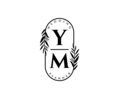 ym initialen brief bruiloft monogram logos verzameling, hand- getrokken modern minimalistisch en bloemen Sjablonen voor uitnodiging kaarten, opslaan de datum, elegant identiteit voor restaurant, boetiek, cafe in vector