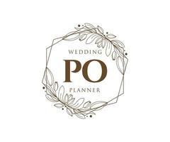 po initialen brief bruiloft monogram logos verzameling, hand- getrokken modern minimalistisch en bloemen Sjablonen voor uitnodiging kaarten, opslaan de datum, elegant identiteit voor restaurant, boetiek, cafe in vector