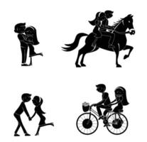 reeks paar silhouet illustratie vector