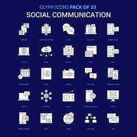sociaal communicatie wit icoon over- blauw achtergrond 25 icoon pak vector