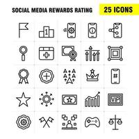 sociaal media beloningen beoordeling lijn icoon pak voor ontwerpers en ontwikkelaars pictogrammen van bioscoop film ticket beoordeling uitrusting instellingen sociaal media vector