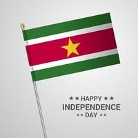 Suriname onafhankelijkheid dag typografisch ontwerp met vlag vector