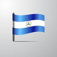 Nicaragua golvend glimmend vlag ontwerp vector