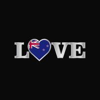liefde typografie met nieuw Zeeland vlag ontwerp vector