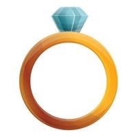 diamant ring icoon, tekenfilm stijl vector