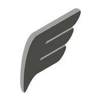 donker grijs vleugel icoon, isometrische 3d stijl vector