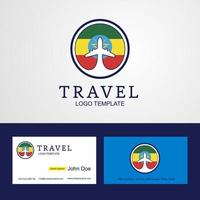 reizen Ethiopië creatief cirkel vlag logo en bedrijf kaart ontwerp vector