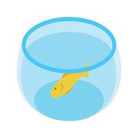 aquarium met goudvis isometrische 3d icoon vector