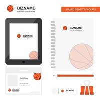 basketbal bedrijf logo tab app dagboek pvc werknemer kaart en USB merk stationair pakket ontwerp vector sjabloon