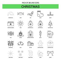 Kerstmis lijn icoon reeks 25 stippel schets stijl vector