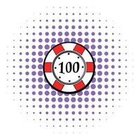 100 dollars casino spaander icoon, comics stijl vector