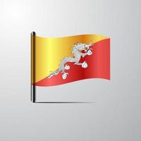 Bhutan golvend glimmend vlag ontwerp vector