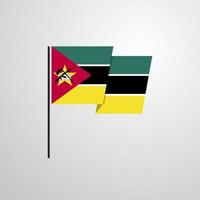 Mozambique golvend vlag ontwerp vector