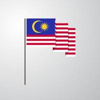 Maleisië golvend vlag creatief achtergrond vector